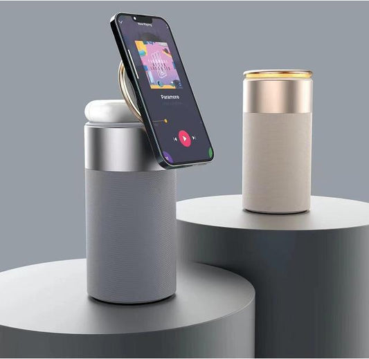 3 In 1 Multi-Function IPhone And AirPods Wireless Charger Portable Bluetooth Speaker With Touch Lamp For Home And Office - HD Wireless Product #1