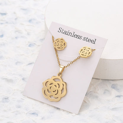 Butterfly Studs Necklace Suit Stainless Steel Geometry f6c5136b 4e45 4c7e 9f19 03ea42ecf146