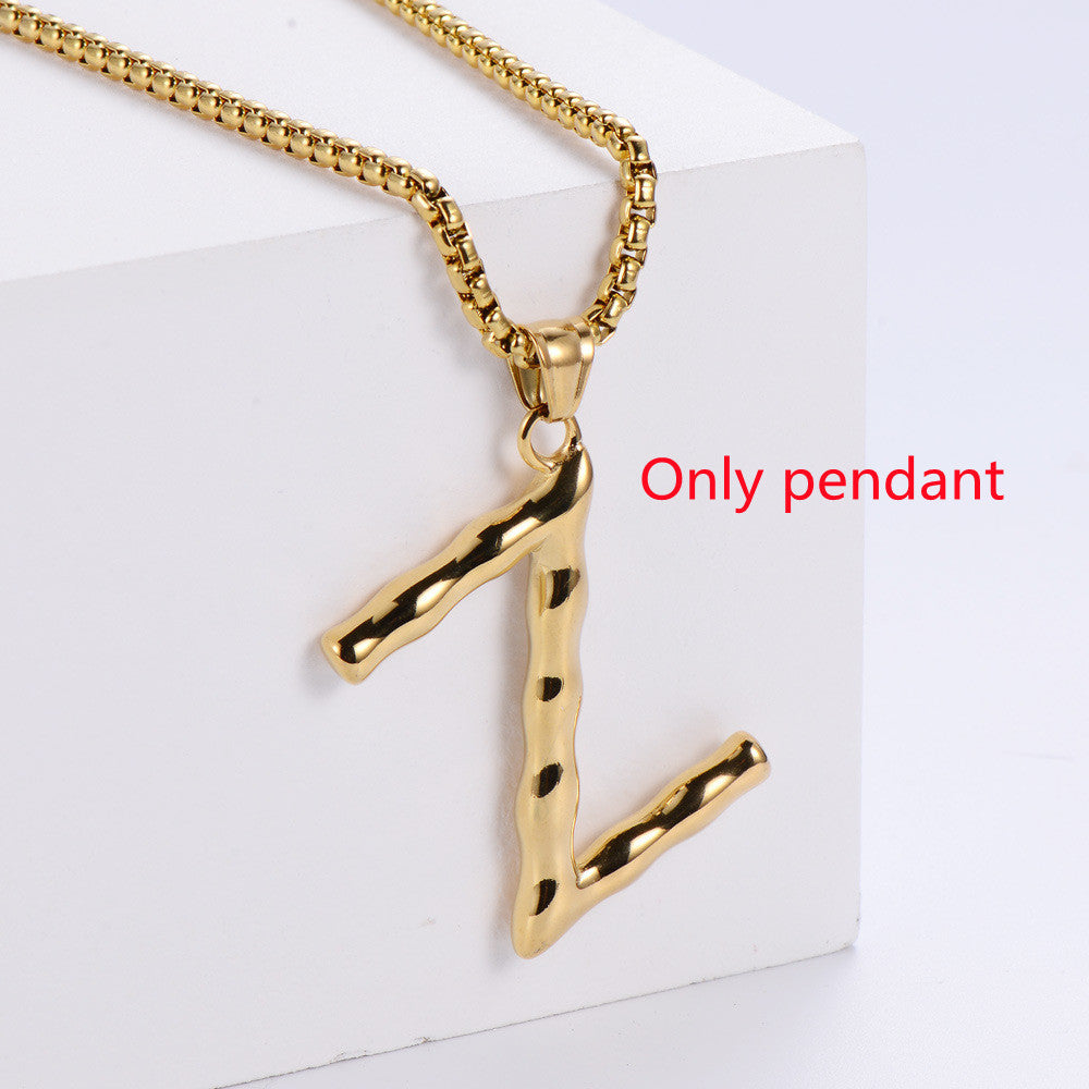 Three-dimensional 26 English Letter Pendant Necklace Fashion Jewelry Titanium Steel Couple Ornament f6cdbb89 abe9 42d9 98e2 4