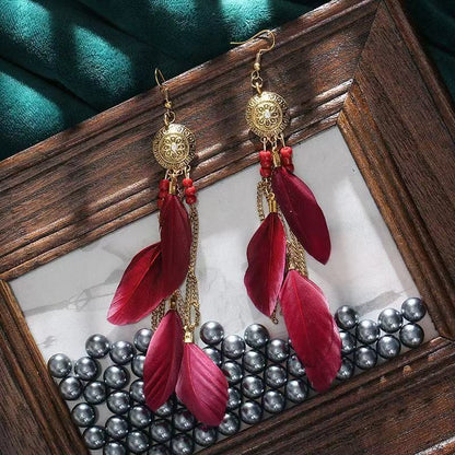 Bohemian Long Feather Earrings Handmade f6d04ef8 ddb6 4cfc a986 7d41af397071