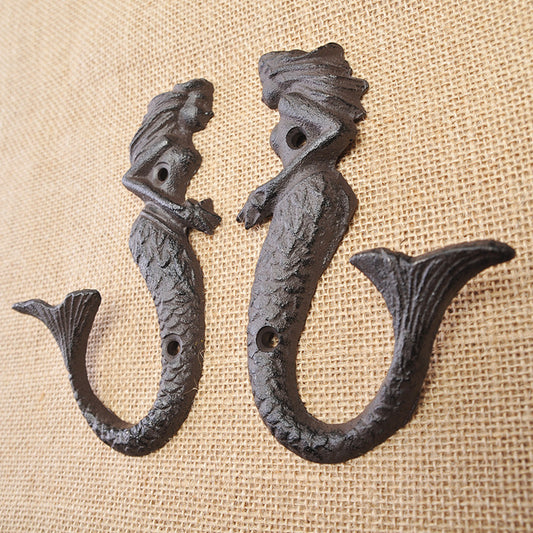Vintage Ornament Mermaid Cast Iron Single Hook Wall Hook f70d8d9a 9778 47b7 a02f 523a5ef18055