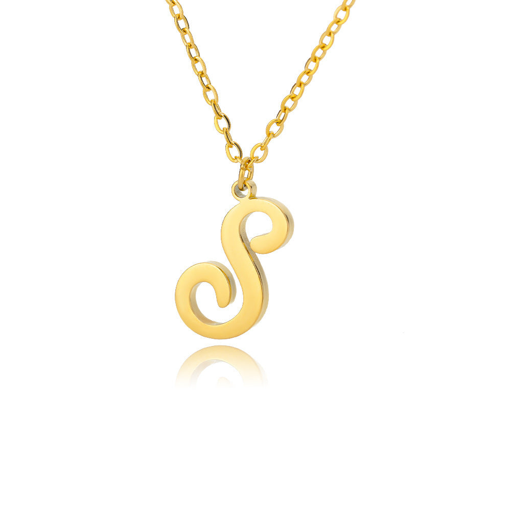 Stainless Steel 26 English Letter Necklace f70ec8da 8fc4 4a18 b7e7 f7aeab77533a