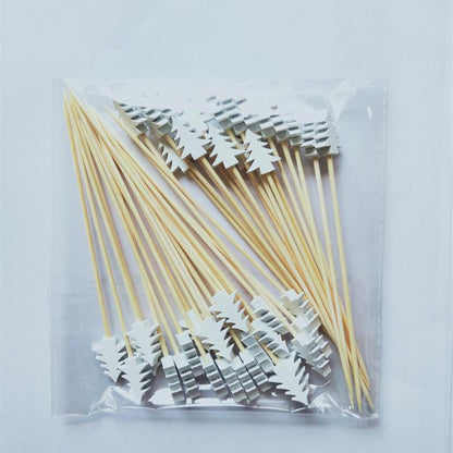 Disposable Christmas Tree Fruit Toothpick Fancy Bamboo String Bamboo Stick Cocktail Art Fruit Fork New 5 Models f71febfe 2075