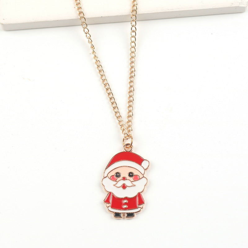 Christmas Necklace Cute Cartoon Santa Claus Snowman Elk Pendant Necklace Xmas New Year Festival Ear Jewelry Gifts f7289965 fe