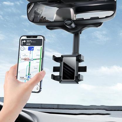Rearview Mirror Phone Holder For Car Rotatable And Retractable Car Phone Holder Multifunctional 360 Rear View Mirror Phone Ho