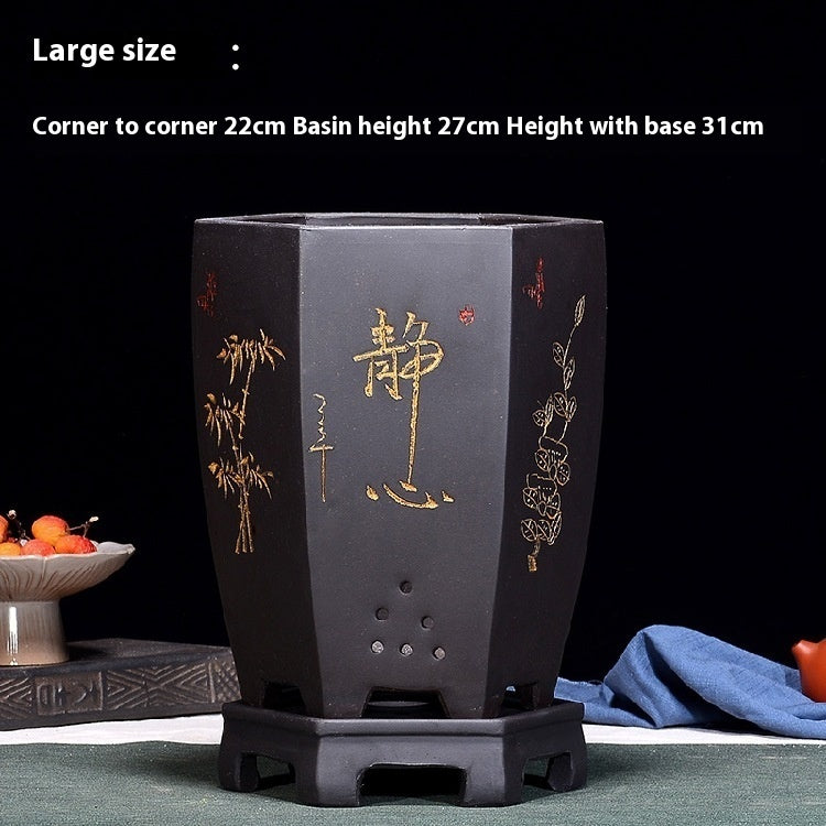 Fine Zisha Flowerpot Hand-carved Hexagonal f765e37b 3755 4008 bc07 7d05005ae42e trans
