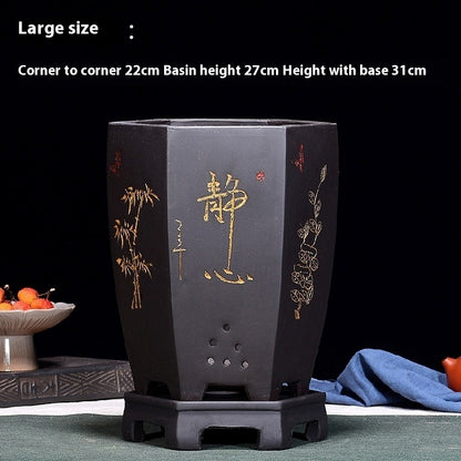 Fine Zisha Flowerpot Hand-carved Hexagonal f765e37b 3755 4008 bc07 7d05005ae42e trans