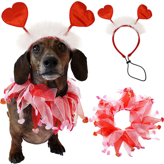 2025 Pets Valentine's Day Decoration Pet Scar Valentine's Day Hairband Dog Party Decoration Prop Dog Accessories Pet Products - HD Wireless Product #1