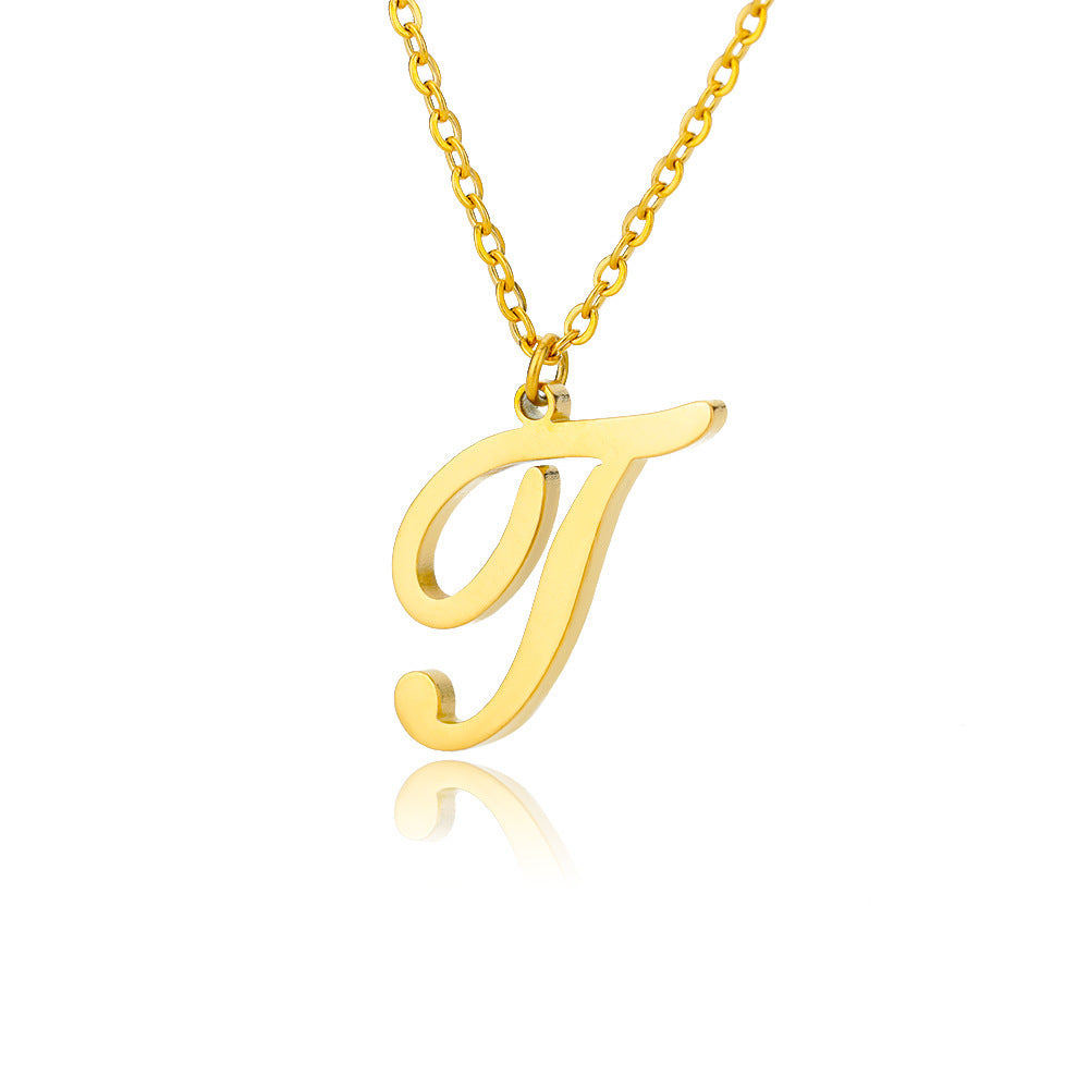 Stainless Steel 26 English Letter Necklace f781bd4f 539a 49c8 b5cd 2b11c3da95ac