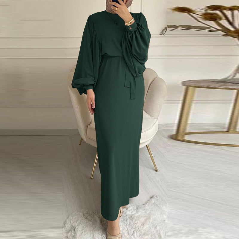 Solid Color Long Sleeve Casual Muslim Dress Robe Robe Dress f78fa0bb 3524 4d5e a5b9 aff0bc5c700b