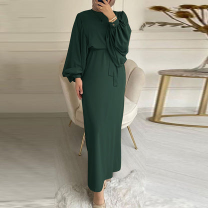 Solid Color Long Sleeve Casual Muslim Dress Robe Robe Dress f78fa0bb 3524 4d5e a5b9 aff0bc5c700b