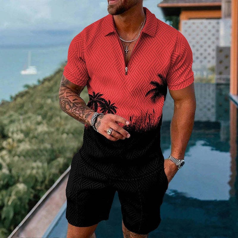 Fashion Casual Zipper Short Sleeve Suit f79c0333 4cb4 4e6e be1c ff2b7e06ef28
