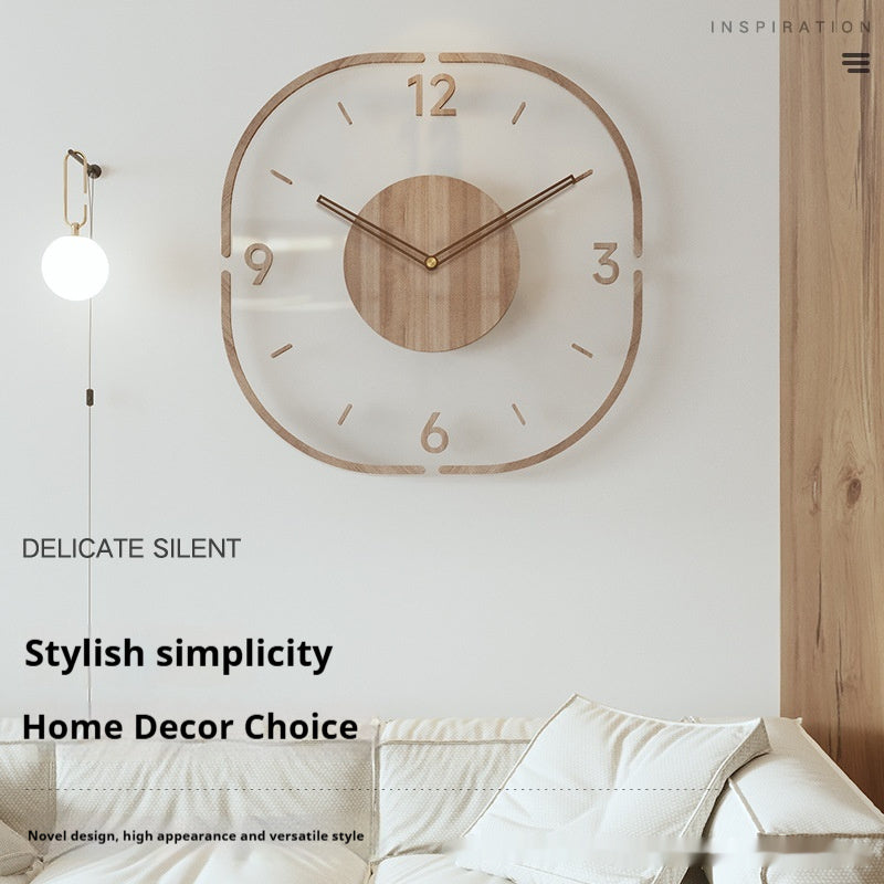 Creative Transparent Wooden Frame Wall Clock - 图片 2