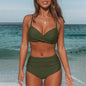 Women's Seaside Swimwear Cross Strap Solid Color Split Swimsuit Bikini f7a85e24 fec9 491f 8bf5 010e3724de20