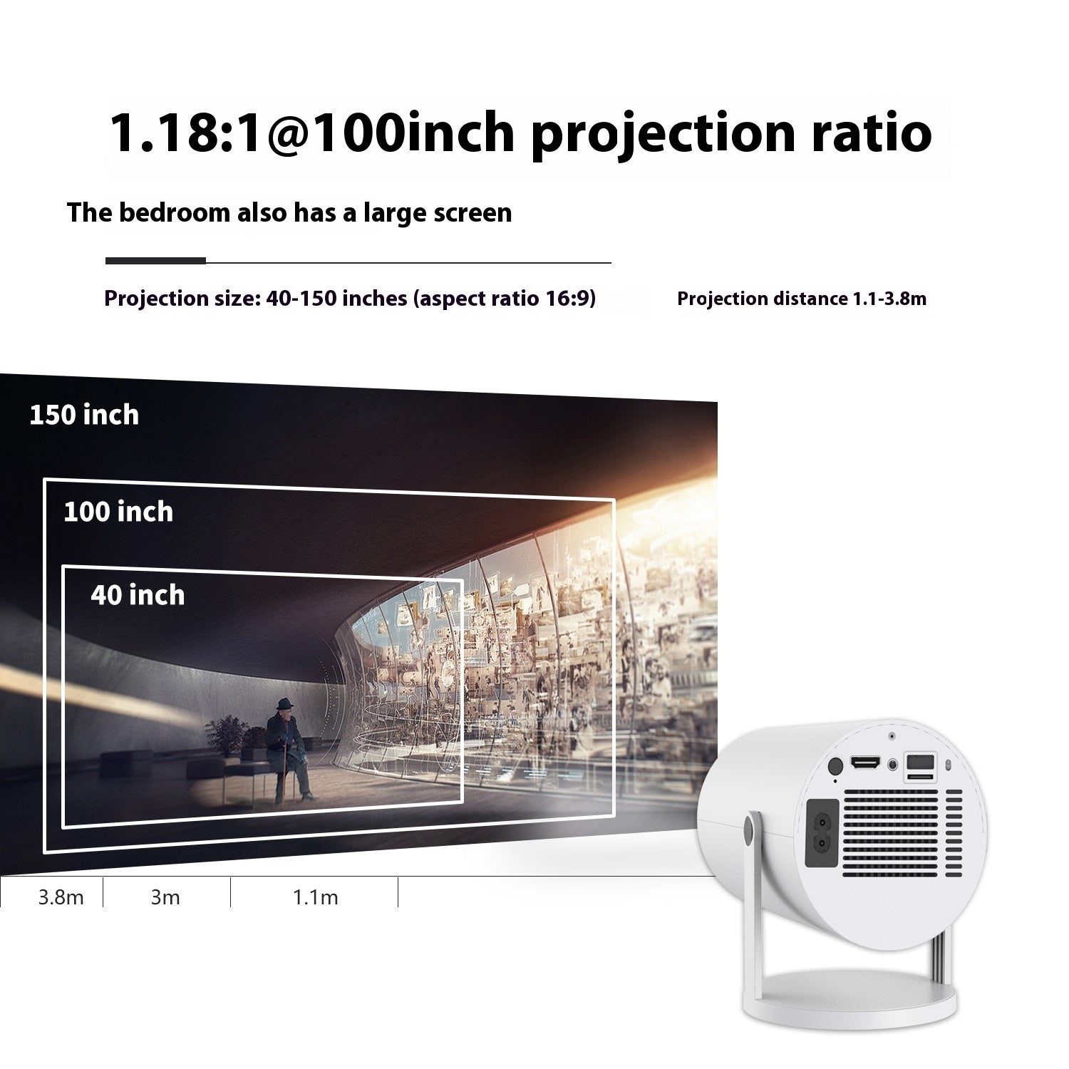 Portable Projector Small Straight Projector For Home Use 180 Degrees Projection Angle Automatic Focus Home Video Projector f7