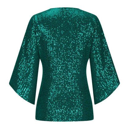 Loose Mid-length Sequined T-shirt Women's Short Sleeve f7da630a f896 4fb8 91b1 616443bdc18b