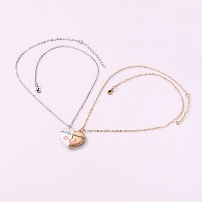 2PCS Set Jewelry Mother Daughter Necklace Matching Heart Magnetic Pendant Fashion Gifts For Mother's Day - HD Wireless Product #4