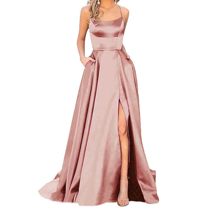 Solid Color Long Slimming And Shoulder Hollow Girlfriends Fashion Bridesmaid Party Dress f80dfe2d c089 43d3 acf1 fe8a36d1a819