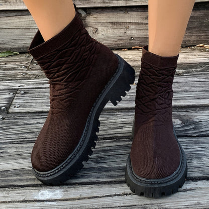 Women's Thick Heel Solid Color Casual And Comfortable Martin Boots f82b0506 3298 40f4 b357 4639790cc300