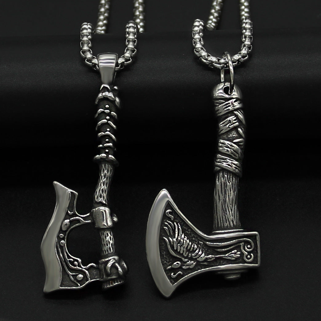 Double Sided Axe Necklace Odin Legend Titanium Steel Chain f83a62b2 0853 4298 8bdc 761978aff1e9