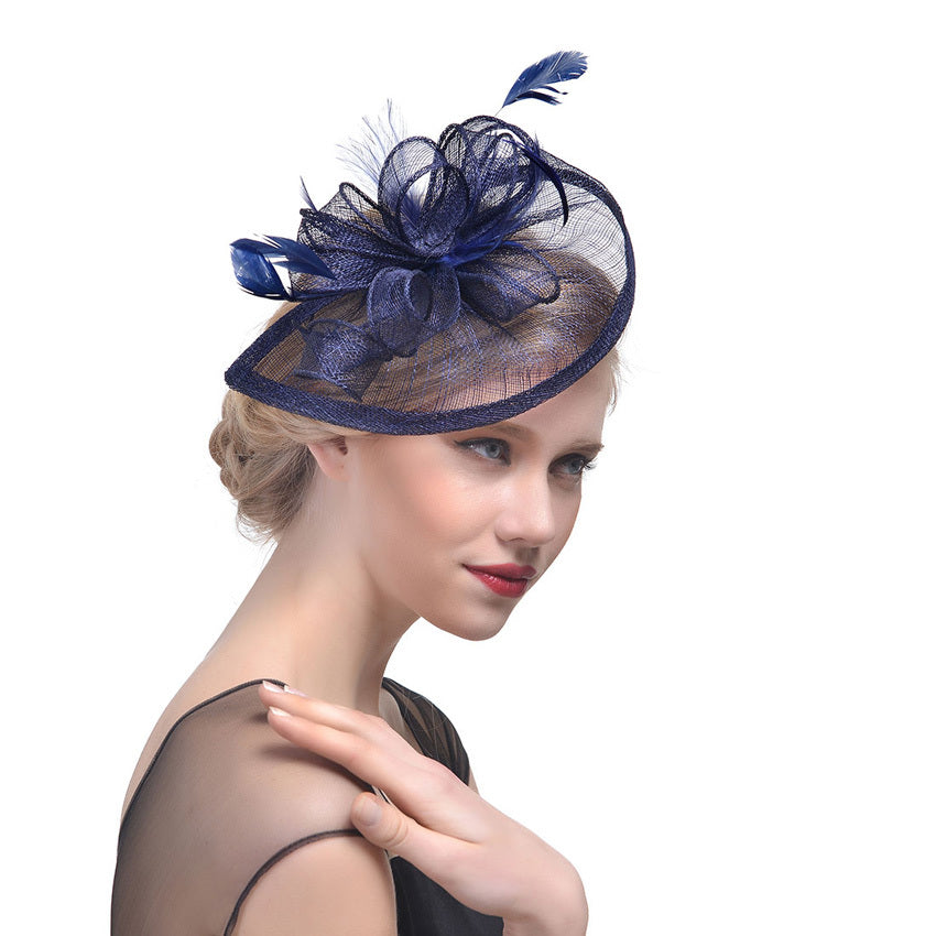 Hemp Yarn Banquet Net Top Hat Bridal Feather Hairpin f849f103 053b 4990 80a1 759c65679416