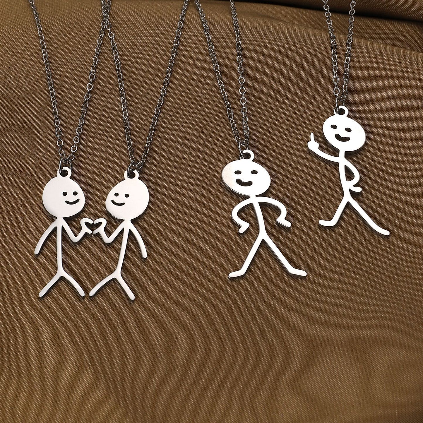 Cute Cartoon Stickman Pendant Stainless Steel Necklace f860eef5 e1bf 44dc 9bb8 29db4a9742a1