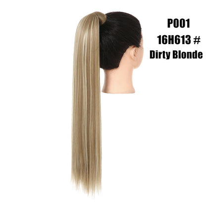 Long Straight Hair Ponytail High Temperature Matte Silk Velcro Winding Wig f896b16f 96e1 41a5 9254 46347b729173