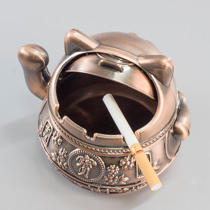 Lucky Cat Ashtray Creativity Personality Trendy Home Living Room With Cover Anti-fly Ash Uxury High-end Simple Ashtray - 图片 4