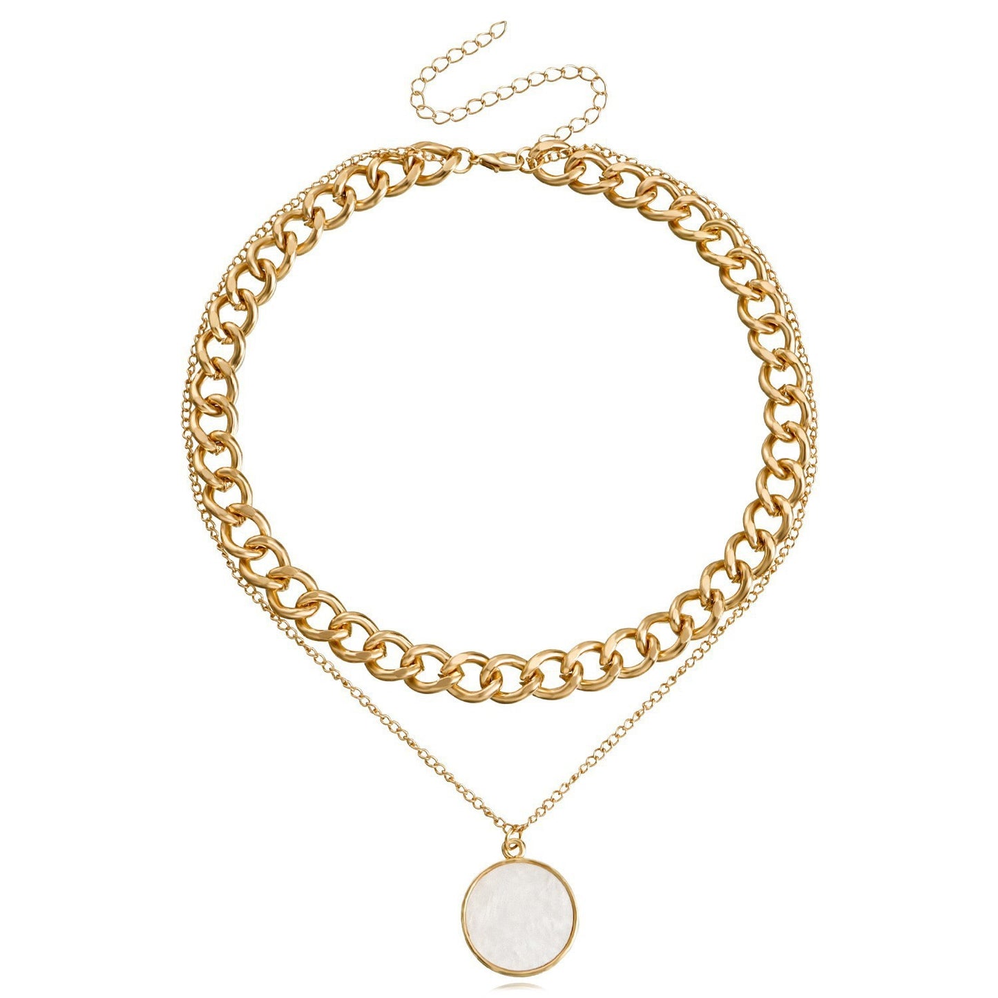 Double Layer White Shell Necklace Fashion Personality Metal f8beafc8 d3e8 42e9 a96b 6d6ba44a4905