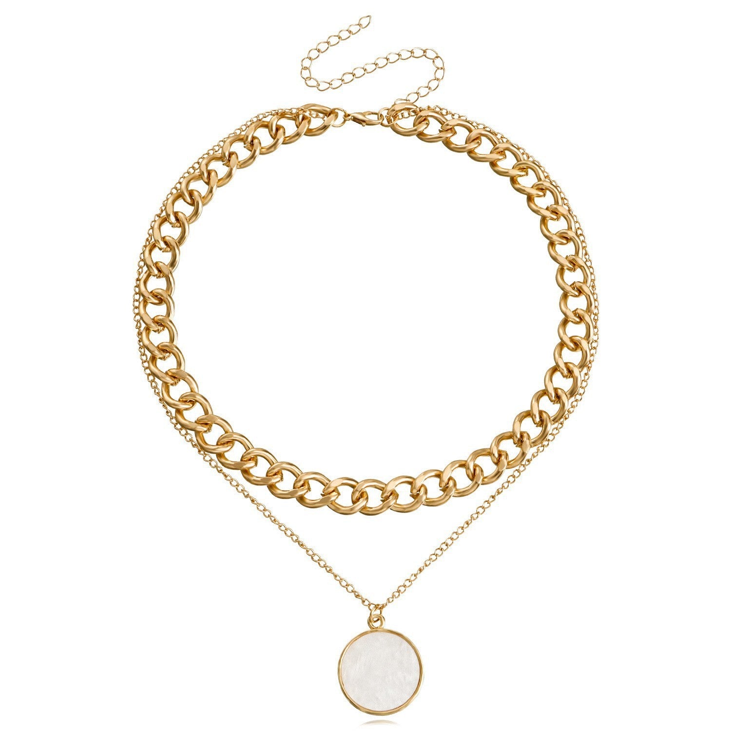 Double Layer White Shell Necklace Fashion Personality Metal f8beafc8 d3e8 42e9 a96b 6d6ba44a4905