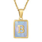 Titanium Steel 26 English Letter Necklace Blue Shell f8ef2b49 eba1 4d13 8537 737dbc5498b7