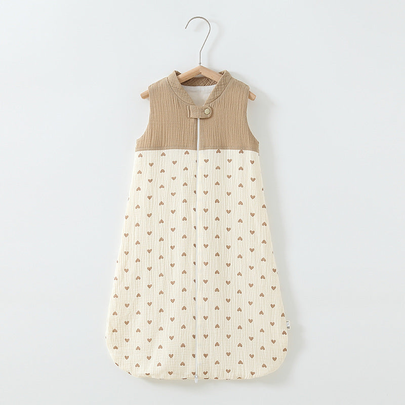Baby Sleeping Bag Double Layer Patchwork Stand-up Collar Gauze Waistcoat Sleeping Bag f92163e9 260e 44d3 aed7 051c7d8e2444