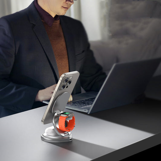 3-in-1 Wireless Charger Magnetic Folding Stand - 图片 1