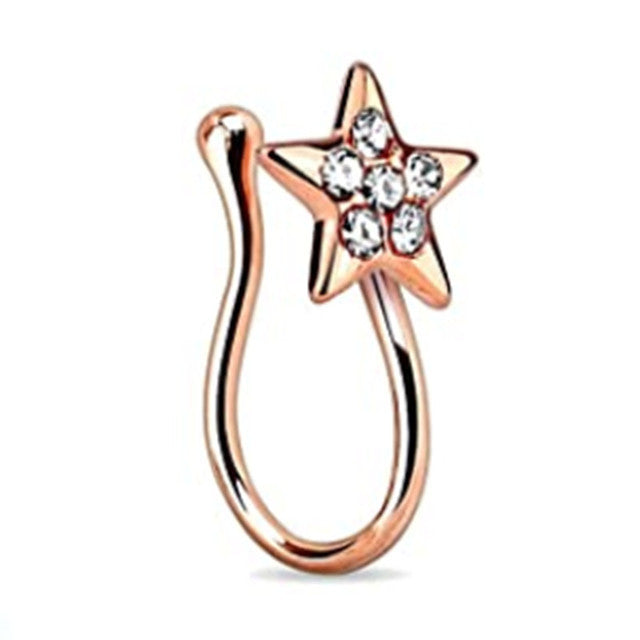 Personalized U-shaped Fake Nose Ring Amazon Diamond Five-pointed Star Nose Stud European And American Non-piercing Nasal Spli