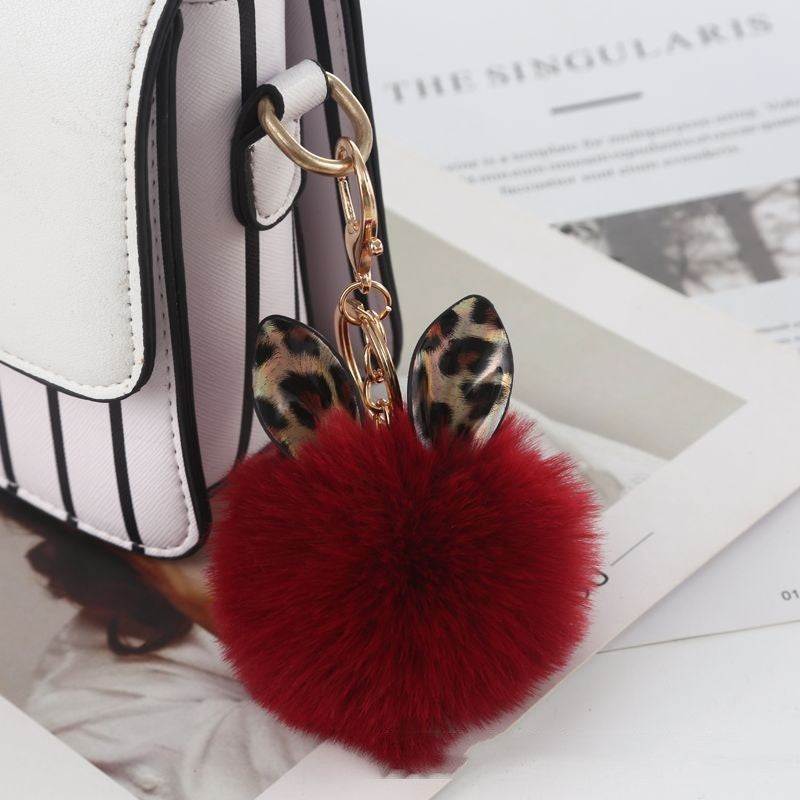 Leopard Print Small Ears Fur Ball Keychain f92cbc62 eb4e 4080 924a b16d3b4dd74b
