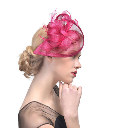 Hemp Yarn Banquet Net Top Hat Bridal Feather Hairpin f92fa2c0 39df 4308 8115 2fea733242e9