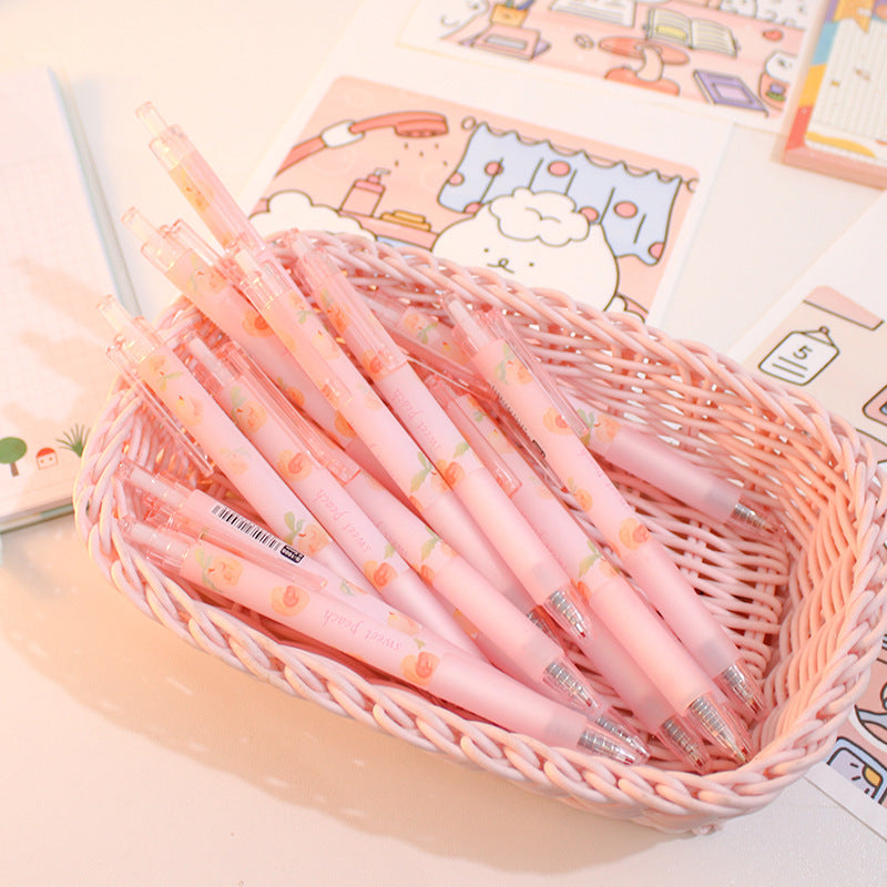 Cute Peach Press Gel Pen Korean Stationery Kawaii Gel Ink Rollerball Pens - 图片 2