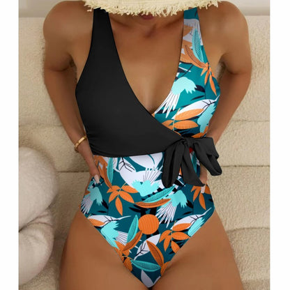 Women's High Waist Polyester Printed One-piece Bikini f944e289 39d4 46bc 813c d0f7763743b8