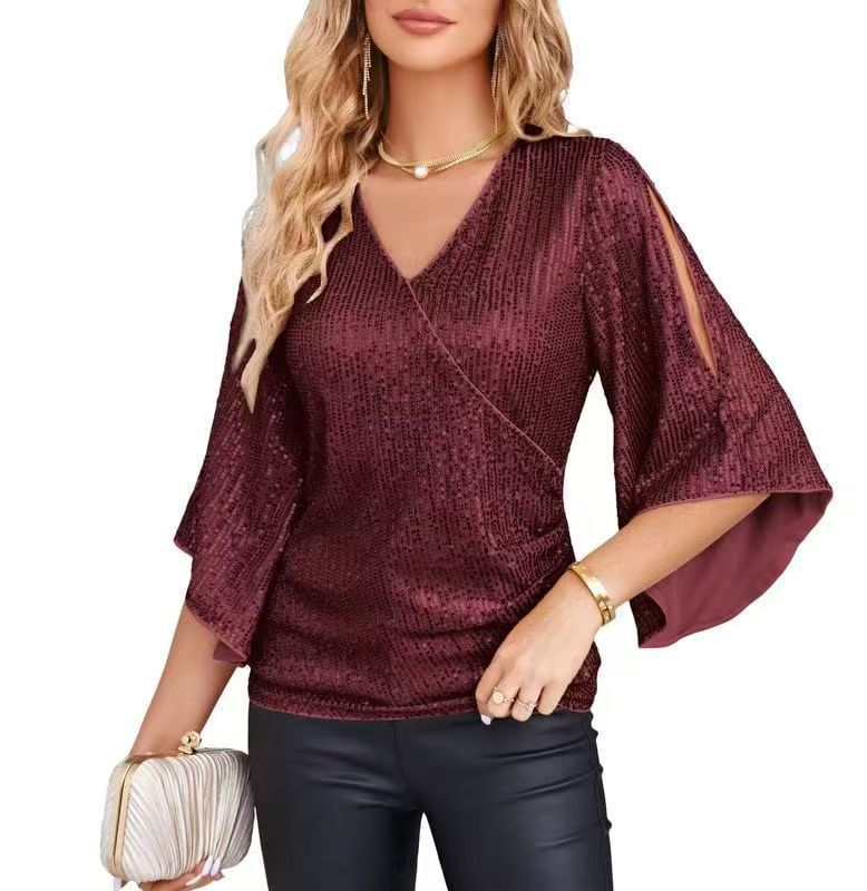 Loose Mid-length Sequined T-shirt Women's Short Sleeve f9478549 607b 461a abaf 31aec2dd8682