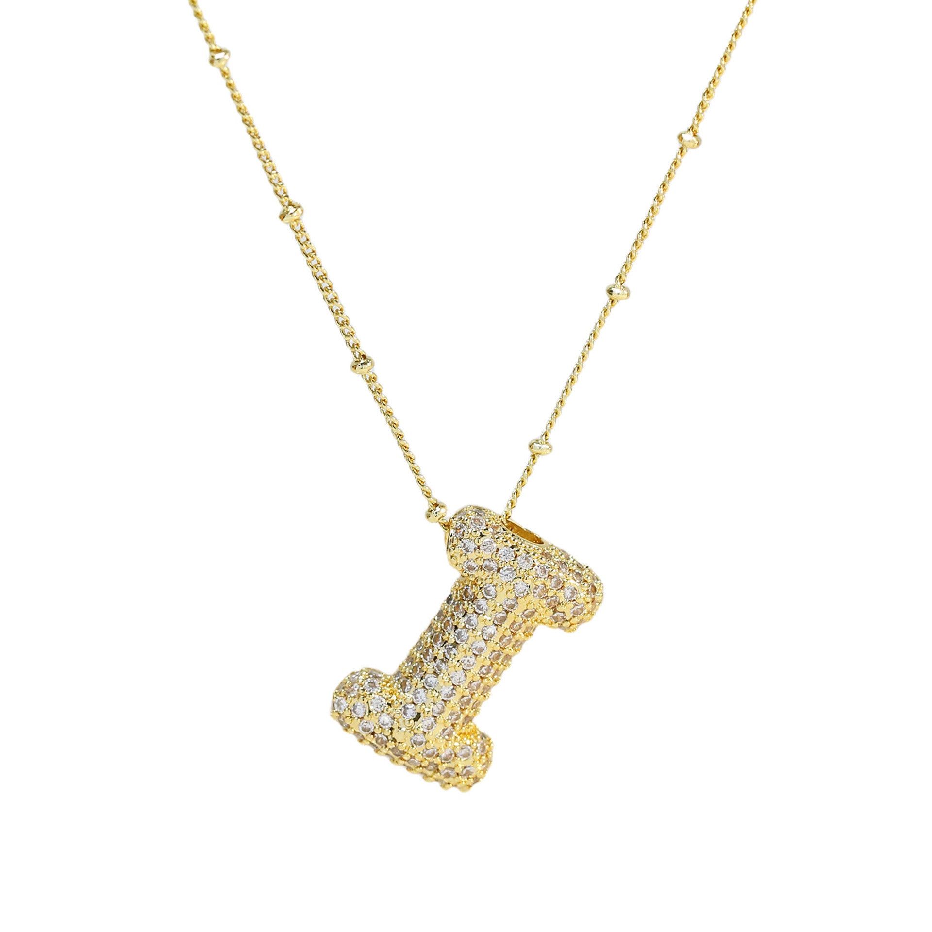 Brass Zircon Bubble Balloon Letter Pendant Necklace For Women f9ad1773 fddc 441b 8ed7 3209d78c40fc