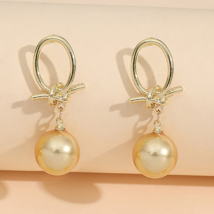 Elegant French Retro Personalized Knotted Pearl Earrings f9c23bd9 9e3f 4ac1 b553 302a2760e006