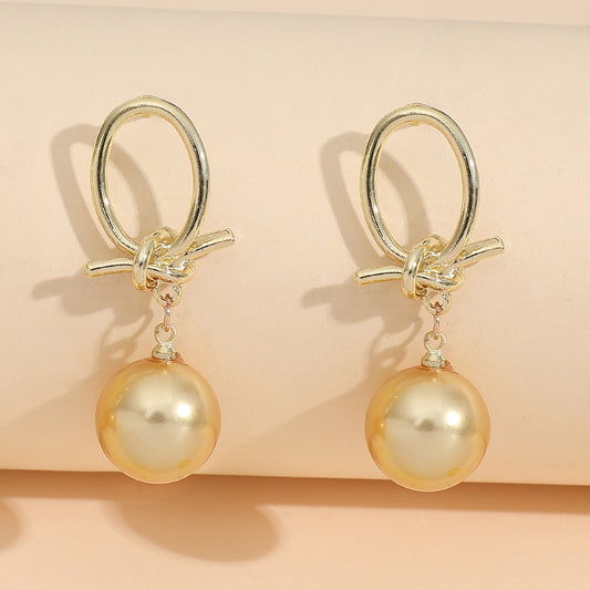 Elegant French Retro Personalized Knotted Pearl Earrings f9c23bd9 9e3f 4ac1 b553 302a2760e006