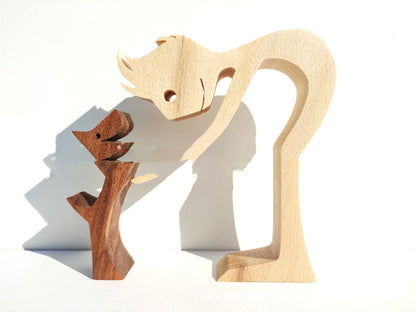 DIY Figurine Wood Dog Ornament Sculpture Home Decoration A Man A Dog Wood Sculpture Christmas Gifts Model Decor f9c9dc20 83d7