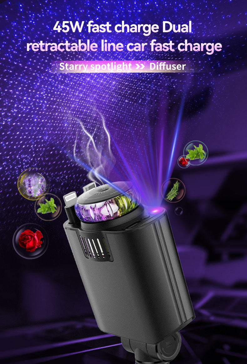 Multifunctional Purple Light Car Phone Charger
