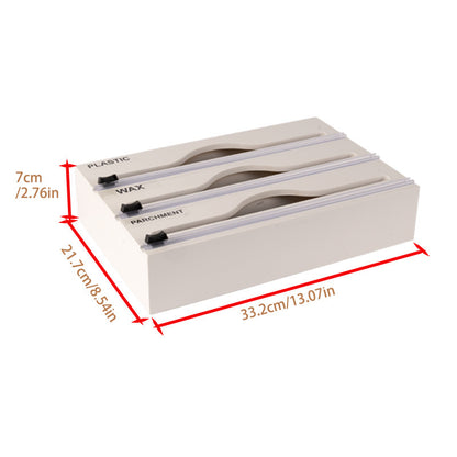 3 In 1 Bamboo Wrap Organizer With Cutter And Labels, Plastic Wrap Aluminum Foil And Wax Dispenser For Kitchen - HD Wireless Product #3