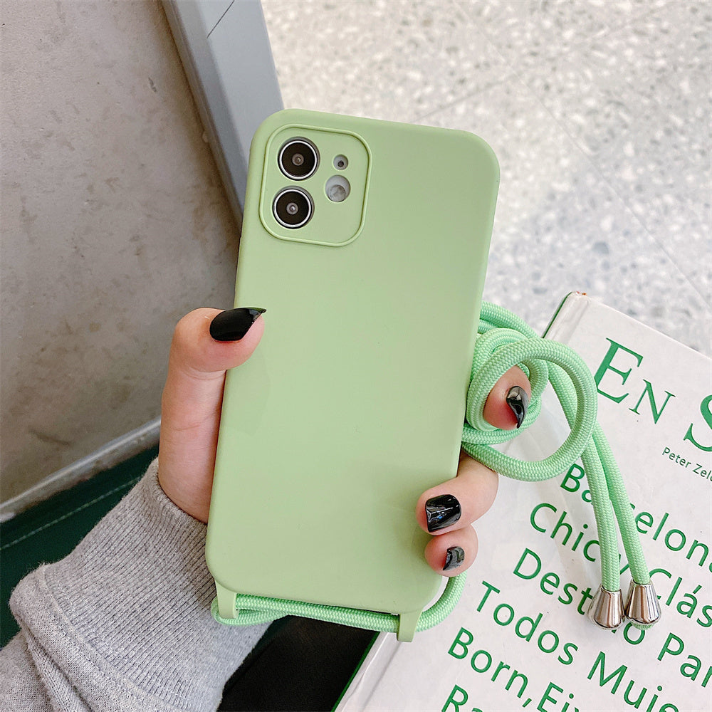Simple Solid Color Messenger Lanyard Liquid Silicone Fine Hole Mobile Phone Case fa394efe 60e9 4c94 a4f5 6500359fbc50