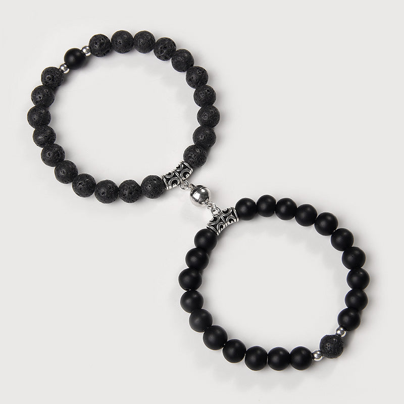 A Pair Of Distressed Natural Stone Couple Bracelets - HD Wireless Product #6