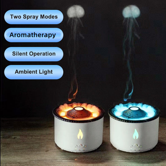 New Creative Ultrasonic Essential Oil Humidifier Volcano Aromatherapy Machine Spray Jellyfish Air Flame Humidifier Diffuser f