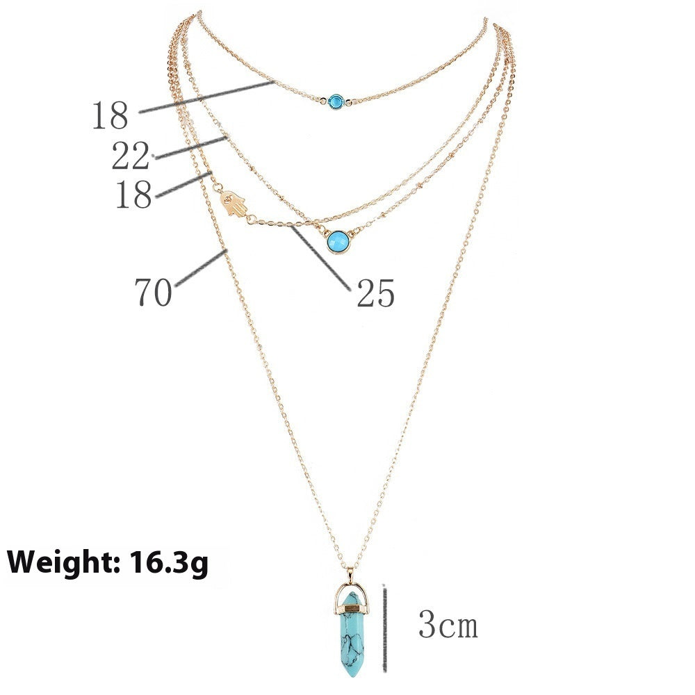 Fashion Eye Natural Tophus Necklace Crystal Column Pendant Necklace Combination fab4a2b0 f063 434f ac1f 3e99197143cd trans