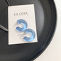 Sterling Silver Needle Transparent Jelly Color C- Shaped Earrings Japanese And Korean Temperamental All-match Face Slimming E